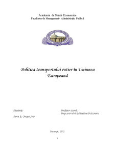 Politica Transportului Rutier în Uniunea Europeană - Pagina 1