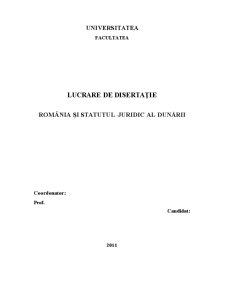 România și Statutul Juridic al Dunării - Pagina 1