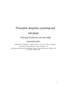 Principiile Dreptului Constituțional European - Pagina 1