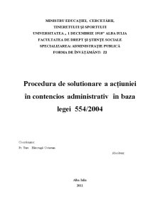 Procedura de soluționare a acțiunii în contencios administrativ - Pagina 1