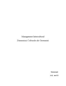 Management Intercultural - Dimensiuni Culturale ale Germaniei - Pagina 1
