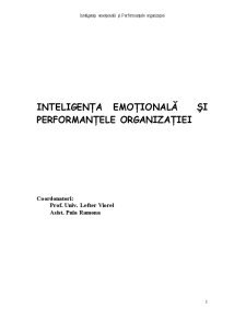 Inteligența Emoțională și Performanțele Organizației - Pagina 1