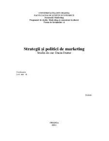 Strategii și Politici de Marketing. Studiu de Caz - Dacia Duster - Pagina 1