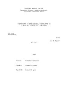 Contractul de intermediere, contractul de comision și contractul de agenție - Pagina 1