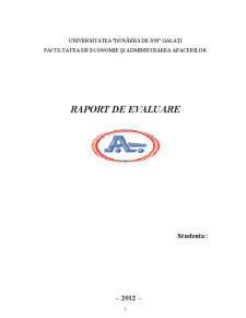 Raport de Evaluare al Firmei SC Atlas SA - Pagina 1