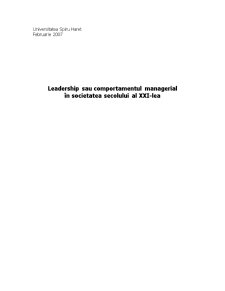 Leadership sau Comportamentul Managerial în Societatea Secolului al XXI-lea - Pagina 1