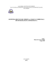 Gestiunea riscului de credit - Banca Românească - Pagina 1