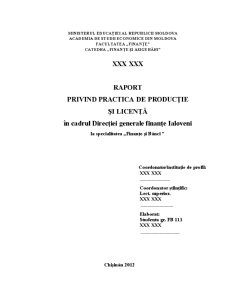 Raport privind Practica de Producție și Licență în Cadrul Direcției Generale Finanțe Ialoveni - Pagina 1