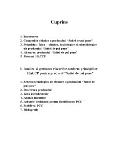 Sistemul HACCP pentru produsul șnițel de pui pane - Pagina 1