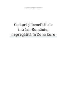 Costuri și Beneficii ale Intrării României Nepregătită în Zona Euro - Pagina 1