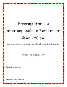 Prezența Firmelor Multinaționale în România în Ultimii 20 Ani - Pagina 1