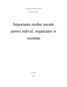 Importanța mediei sociale pentru individ, organizație și societate - Pagina 1