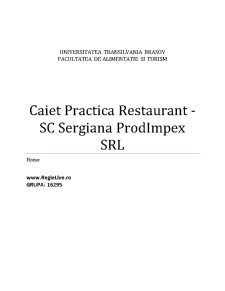Caiet practică restaurant - SC Sergiana Prodimpex SRL - Pagina 1