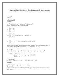 Metoda Gauss de reducere a formelor pătratice la formă canonică - Pagina 1