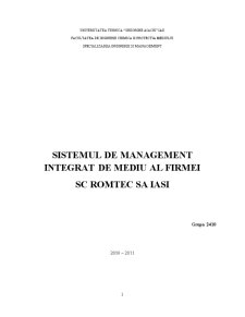 Sistemul de management integrat de mediu al firmei SC Romtec SA Iași - Pagina 1