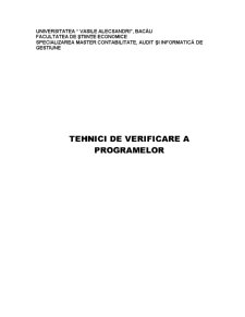 Tehnici de Verificare a Programelor - Pagina 1