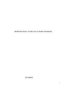 Monetary Policy în the Last 15 Years în România - Pagina 1