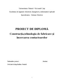 Construcția, tehnologia de fabricare și încercare a contactoarelor - Pagina 1