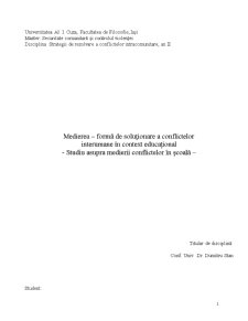 Medierea - Formă de Soluționare a Conflictelor - Pagina 1