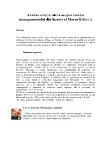 Analiza Comparativa Asupra Rolului Managementului din Spania și Marea Britanie - Pagina 1