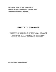 Creditul și rolul sau în economia de piață - studiu de caz pe exemplul României - Pagina 1
