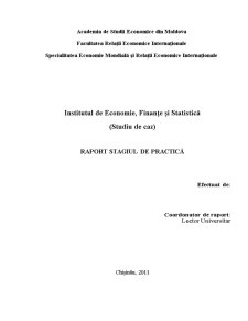 Institutul de economie finanțe și statistică - raport stagiul de practică - Pagina 1