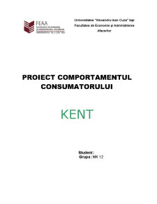 Comportamentul consumatorului - Țigări Kent - Pagina 1