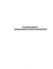 Friedrich Ratzel - Întemeietorul de Fapt al Geopoliticii - Pagina 1