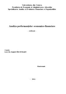 Analiza Performanțelor economico-financiare - Pagina 1