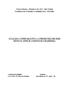 Analiza comparativă a produselor ERP Siveco Applications și Charisma - Pagina 1
