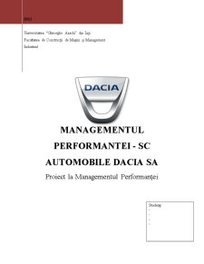 Managementul performanței - SC Automobile Dacia SA - Pagina 1