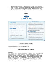Ford Motor Company - Business Plan to Obtain Funding For the New Ford Focus - Pagina 4