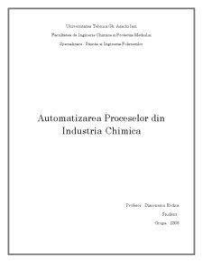Automatizarea proceselor din industria chimică - Pagina 1