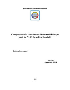 Comportarea la Coroziune a Biomaterialelor pe Bază de Ni-Cr în Saliva Rondelli - Pagina 1