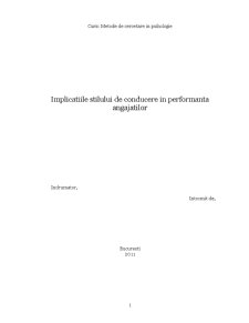Implicațiile stilului de conducere în performanța angajaților - Pagina 1