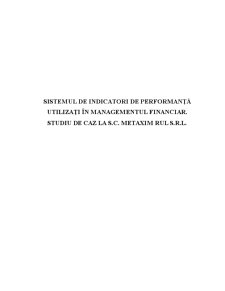 Sistemul de Indicatori de Performanță Utilizați în Managementul Financiar - Pagina 1