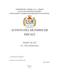 Activitatea de inspecție fiscală - studiu de caz SC Vito&Mar SRL - Pagina 1