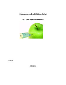 Managementul calității mediului - ISO 14001 industria alimentară - Pagina 1