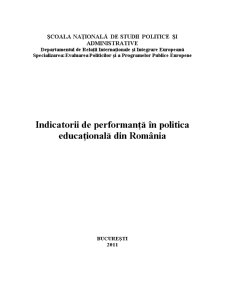 Indicatorii de Performanță în Politica Educațională din România - Pagina 1