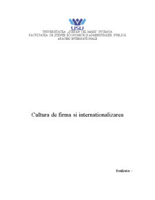 Cultura de Firma și Internationalizarea - Pagina 1