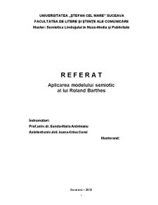 Aplicarea Modelului Semiotic al Lui Roland Barthes - Pagina 1