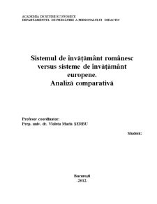 Analiza comparativă între sistemul de învățământ românesc și sistemele de învățământ europene - Pagina 1
