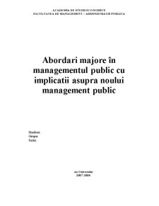 Abordari Majore în Managementul Public cu Implicatii Asupra Noului Management Public - Pagina 1