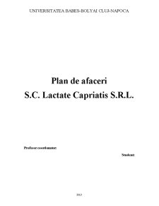 Plan de Afaceri - SC Lactate Capriatis SRL - Pagina 1