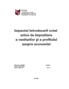Impactul Introducerii Cotei Unice de Impozitare a Veniturilor și a Profitului asupra Economiei - Pagina 1