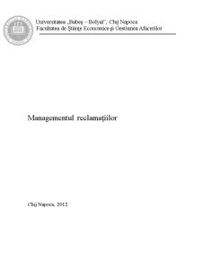 Managementul Reclamațiilor - Pagina 1