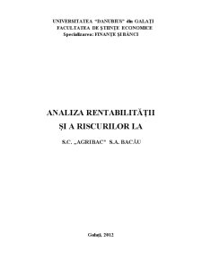 Analiza rentabilității și a riscurilor la SC Agribac SA Bacău - Pagina 2