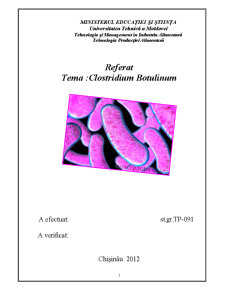 Microbiologie Clostridium Botulinum - Pagina 1