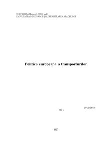 Politica Europeană a Transporturilor - Pagina 1