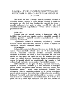 România-Spania - prevederi constituționale referitoare la relația dintre parlamente și guverne - Pagina 1